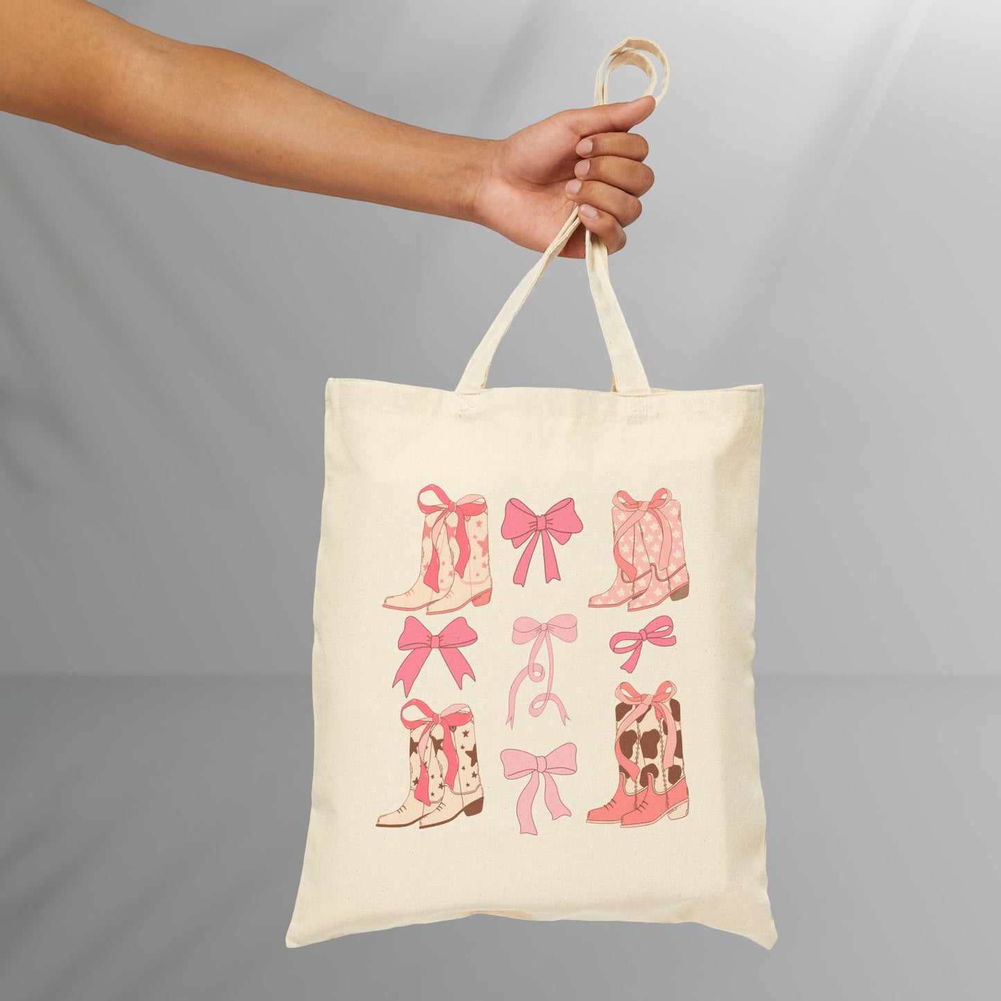 Coquette Cowgirl Boots Cotton Canvas Tote Bag