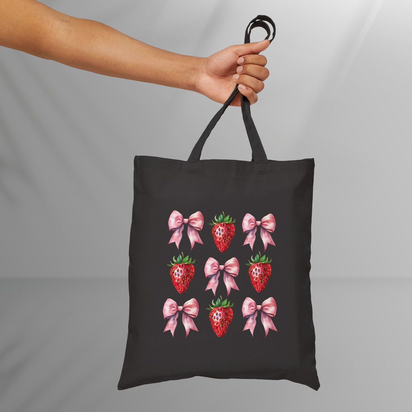 Coquette Strawberry Cotton Canvas Tote Bag