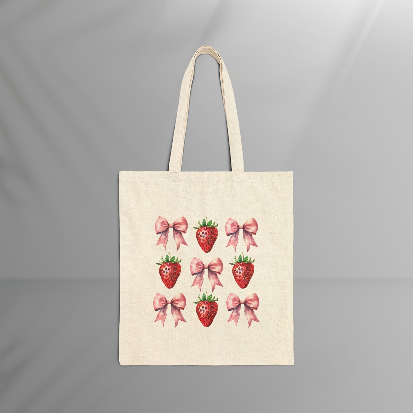 Coquette Strawberry Cotton Canvas Tote Bag