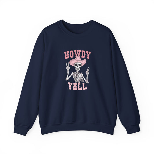 Howdy Y'all Halloween Skeleton Unisex Crewneck Sweatshirt