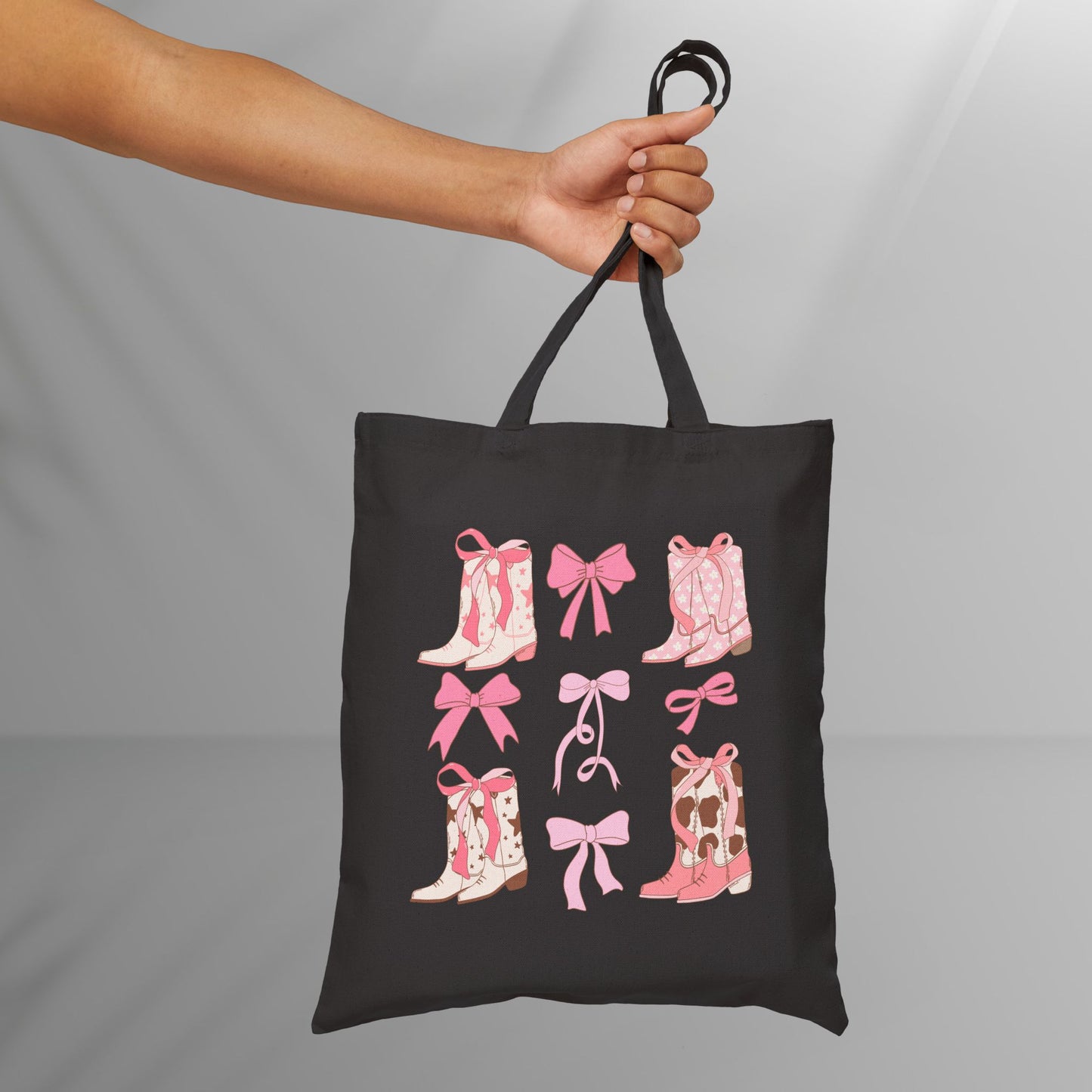 Coquette Cowgirl Boots Cotton Canvas Tote Bag