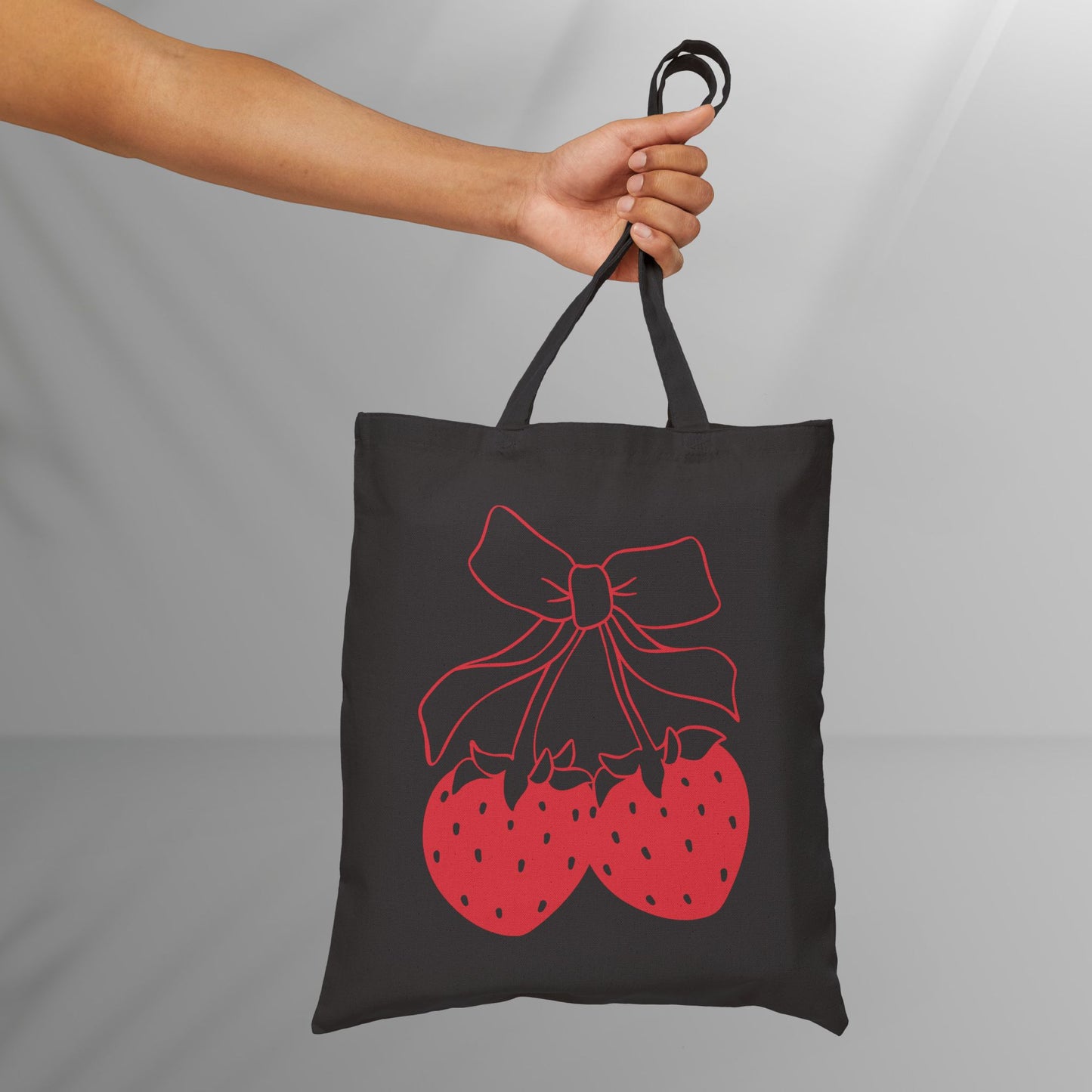 Coquette Strawberries Cotton Canvas Tote Bag