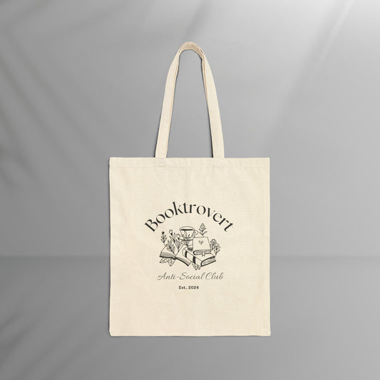 Booktrovert Anti Social Club Cotton Canvas Tote Bag