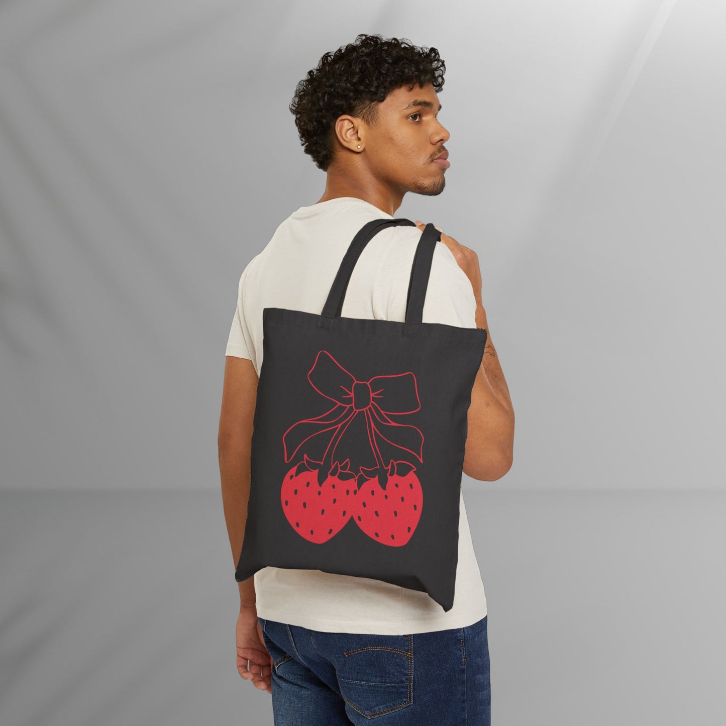 Coquette Strawberries Cotton Canvas Tote Bag