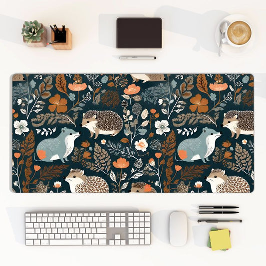 Scandinavian Forest Folk Art Computer Desk Mat